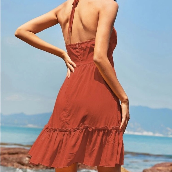 Boho halter tie back ruffle hem dress - Picture 2 of 6